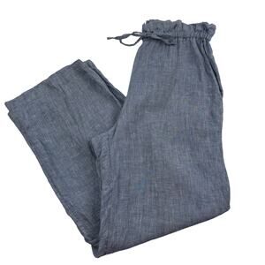 Haven 100% Linen Lightweight Chambray Drawstring Wide Leg Pants Women's Size S